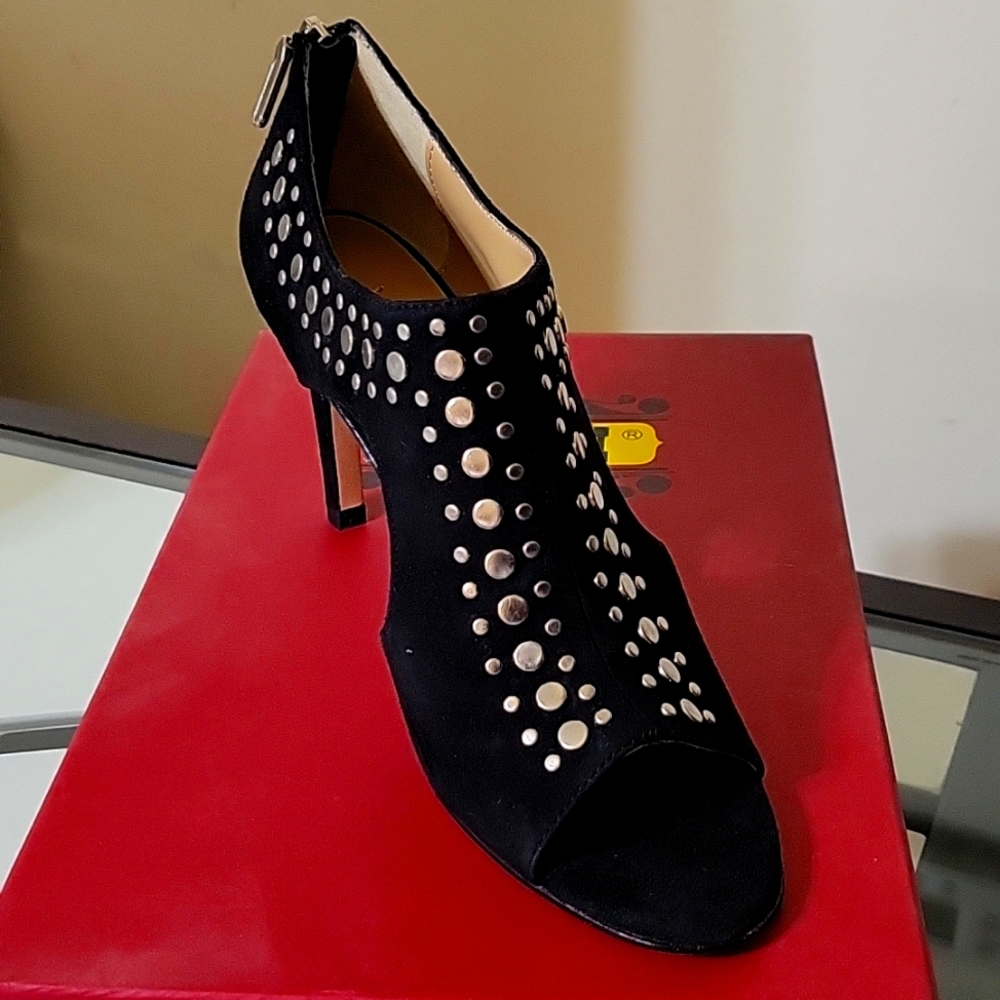 Vaneli Black Gold Studded Bootie